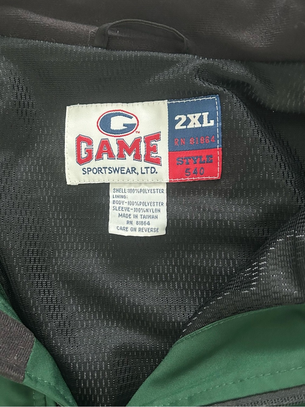 Game Sportswear Green Windbreaker Jacket 2XL Y2K Mesh Lined Full Zip Coat - Picture 5 of 9